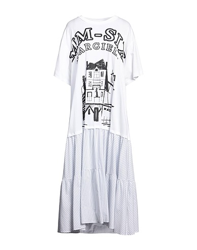 MM6 MAISON MARGIELA Long dress White 100% Cotton, Elastane
