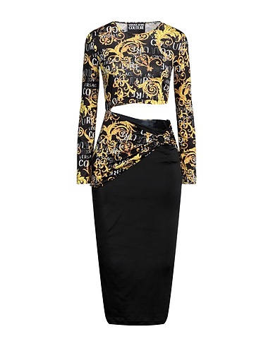 VERSACE JEANS COUTURE Midi dress Black 96% Polyester, 4% Elastane