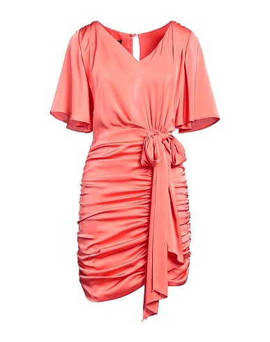HANITA Short dress Coral 97% Polyester, 3% Elastane