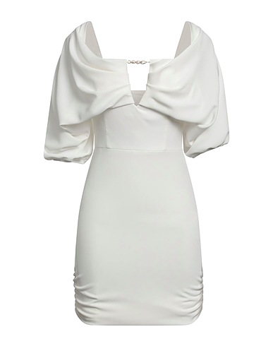 RELISH Vestito corto Bianco 97% Poliestere, 3% Elastan