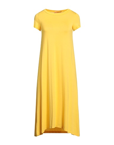 ROSÉ A POIS Midi-Kleid Gelb 95% Baumwolle, 5% Elastan
