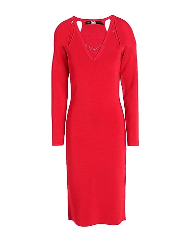 KARL LAGERFELD Elegantes Kleid Rot 85% Viskose, 13% Nylon, 2% Elastan