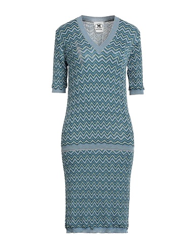 M MISSONI Midi dress Sky blue 44% Viscose, 30% Cotton, 15% Wool, 8% Metallic fiber, 3% Polyamide