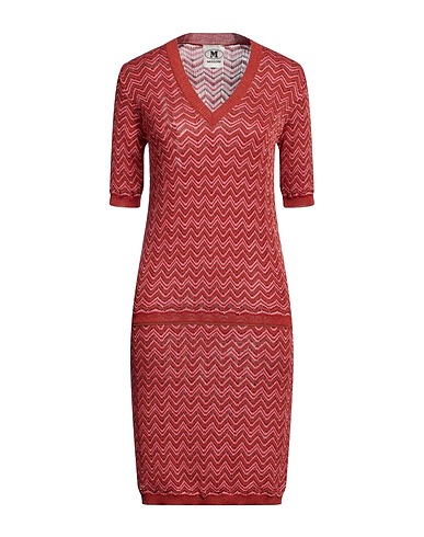M MISSONI Midi dress Brick red 44% Viscose, 30% Cotton, 15% Wool, 8% Metallic fiber, 3% Polyamide