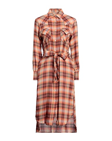 ROŸ ROGER'S Midi dress Brown 53% Cotton, 47% Viscose