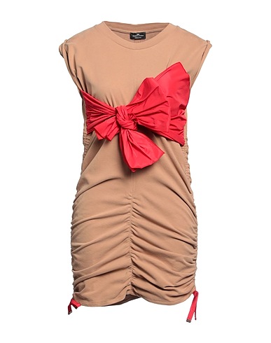 ELISABETTA FRANCHI Sheath dress Camel 100% Cotton, Polyester