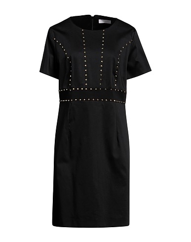 CLIPS MORE Vestido midi Negro 97% Algodón, 3% Elastán