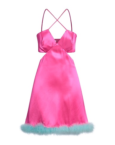 AMEN Short dress Fuchsia 100% Viscose, Wild turkey feathers