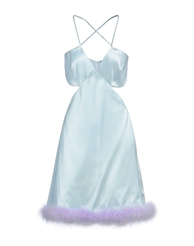 AMEN Vestito corto Celeste 100% Viscosa, Piume di Melagris gallopavo
