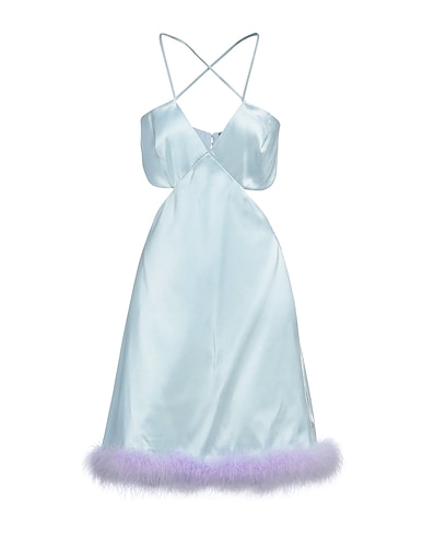 AMEN Vestito corto CELESTE 100% Viscosa, Piume di Melagris gallopavo