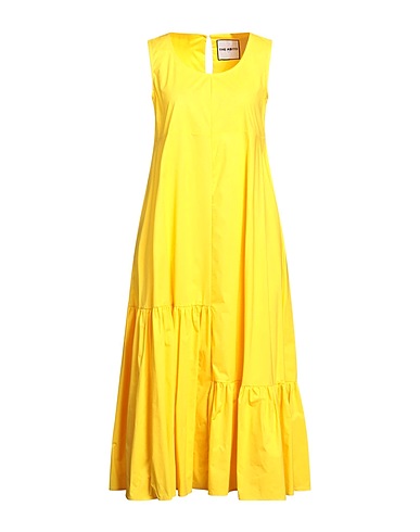 THE ABITO Milano Midi dress Yellow 95% Cotton, 5% Elastane