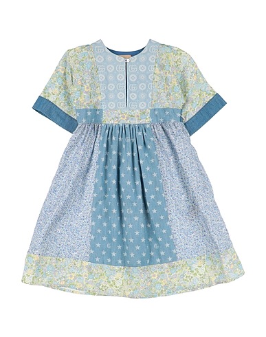 GUCCI Denim dress Blue 100% Linen, Cotton
