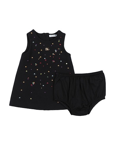 DOLCE&GABBANA Babykleid Schwarz 90% Baumwolle, 10% Elastan, Bronze