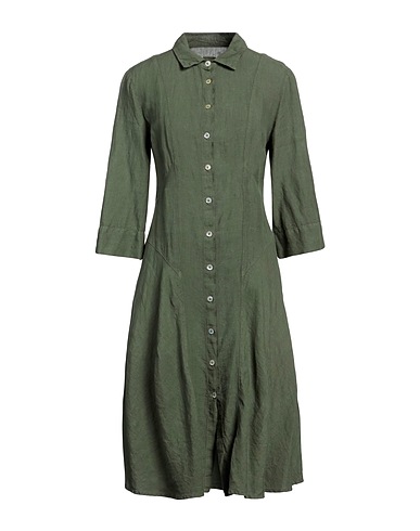 120% LINO Shirt dress VERDE MILITARE 100% Linen