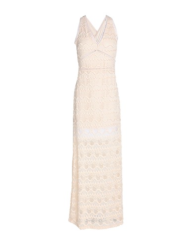 GUESS Long dress Beige 54% Nylon, 40% Cotton, 6% Elastane