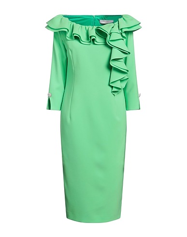 LUIS CIVIT Midi dress Green 92% Polyester, 8% Polyurethane