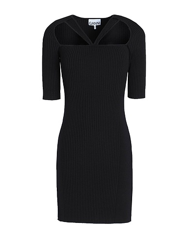 GANNI Sheath dress Black 56% Viscose, 30% Polyamide, 14% Elastane