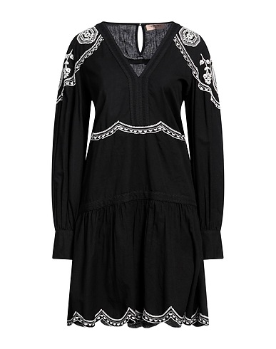 TWINSET Short dress Black 85% Cotton, 15% Linen