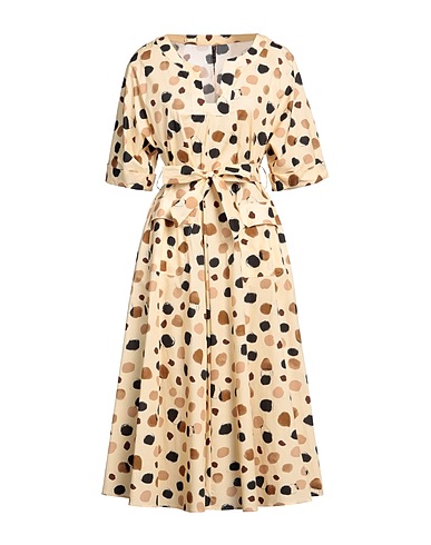 MANILA GRACE Midi dress Sand 97% Cotton, 3% Elastane
