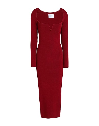 GALVAN  London Midi dress Garnet 82% Viscose, 11% Polyester, 6% Polyamide, 1% Elastane