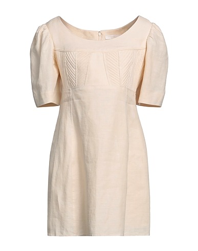 CHLOÉ Short dress Cream 100% Linen, Silk