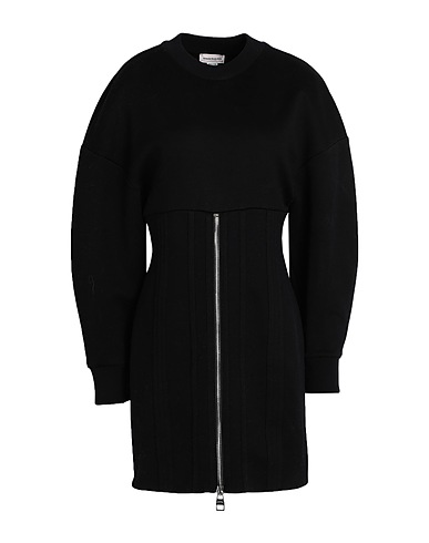 MCQUEEN Short dress Black 62% Cotton, 38% Polyamide, Viscose, Polyester