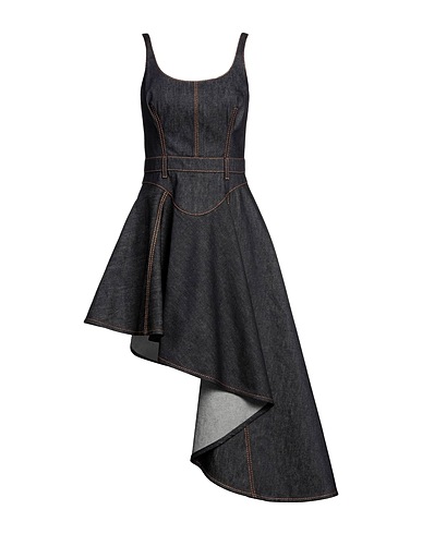 MCQUEEN Jean φόρεμα Μπλε 100% Βαμβάκι, Δέρμα μοσχαριού