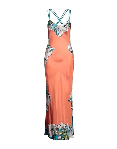 FRANCO FERRARI Long dress Salmon pink 100% Silk