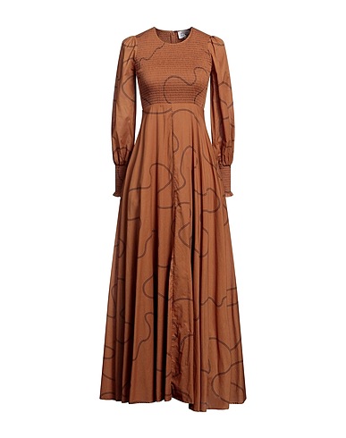 BIRD & KNOLL Long dress Camel 100% Cotton
