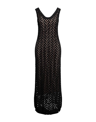 BRUNELLO CUCINELLI Long dress Black 46% Cotton, 40% Linen, 14% Silk, Polyamide