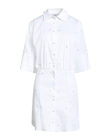 JIJIL Shirt dress BIANCO 66% Cotton, 31% Polyamide, 3% Elastane