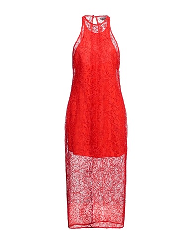GANNI Langes Kleid Rot 50% Polyamid, 38% Organische Baumwolle, 12% Recyceltes Polyamid