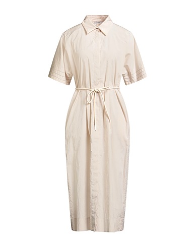 PESERICO Midi dress Beige 52% Cotton, 48% Polyester