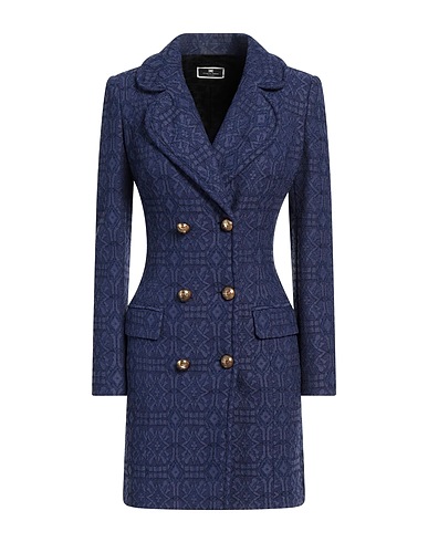 ELISABETTA FRANCHI Blazer dress Navy blue 40% Cotton, 30% Viscose, 30% Polyamide
