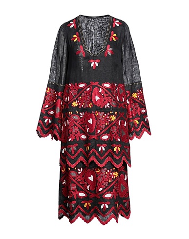 VITA KIN Midi-Kleid Schwarz 100% Leinen