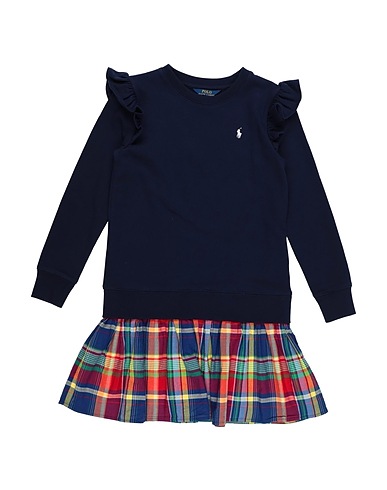 POLO RALPH LAUREN Dress Madras-Skirt Fleece Dress
 Midnight blue 60% Cotton, 40% Recycled polyester