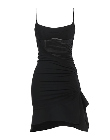 MUGLER Short dress Black 90% Polyamide, 10% Elastane, Viscose
