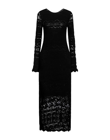 MAJE Langes Kleid Schwarz 95% Baumwolle, 4% Polyamid, 1% Elastan
