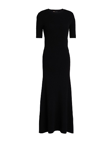 MAJE Long dress Black 54% Viscose, 45% Polyamide, 1% Elastane