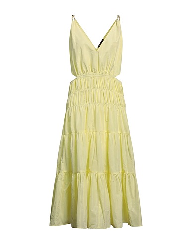 MAJE Long dress Pastel yellow 100% Polyester, Elastane, Cotton