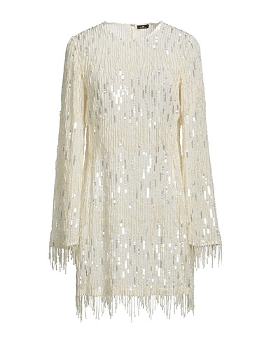 ELISABETTA FRANCHI Vestito corto Avorio 100% Poliestere, Plastica, Vetro