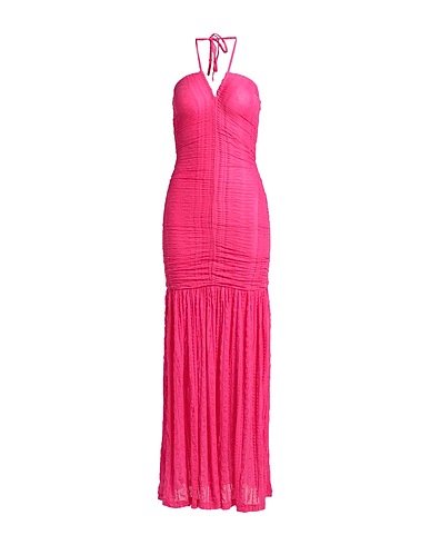 GANNI Long dress Fuchsia 67% Recycled polyamide, 30% Polyamide, 3% Elastane