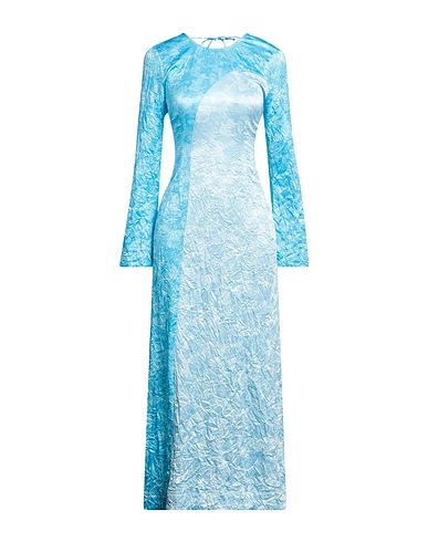 GANNI Long dress Azure 95% Recycled polyester, 5% Elastane