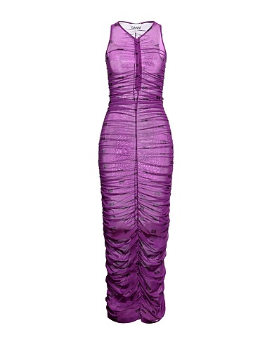 GANNI Long dress Mauve 91% Recycled polyamide, 9% Elastane