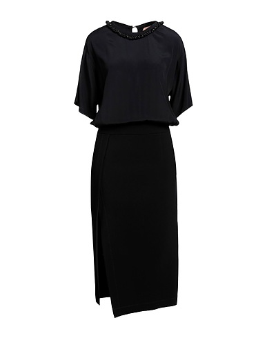 N°21 Midi dress Black 50% Acetate, 50% Viscose, Silk, Glass, Cotton