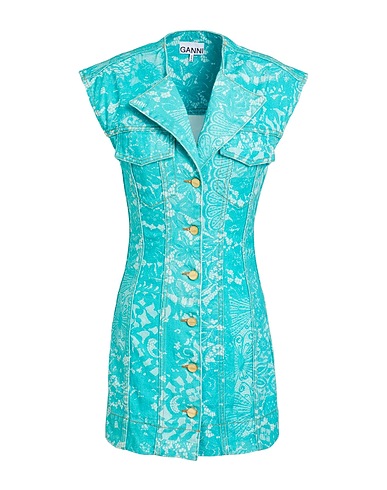 GANNI Blazer dress Turquoise 100% Organic cotton