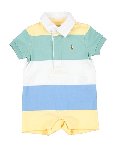 POLO RALPH LAUREN Baby jumpsuit  STRIPED COTTON JERSEY RUGBY SHORTALL
 White 100% Cotton