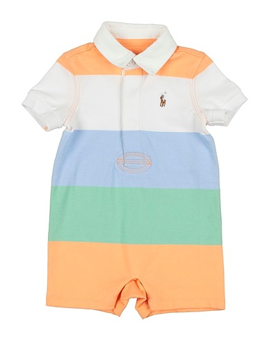 POLO RALPH LAUREN Tutina Baby  STRIPED COTTON JERSEY RUGBY SHORTALL
 Celeste 100% Cotone