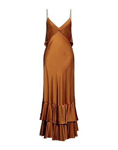DEL CORE Vestito midi Cammello 78% Acetato, 22% Viscosa, Seta