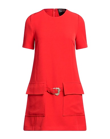 VERSACE JEANS COUTURE Short dress Tomato red 93% Polyester, 7% Elastane